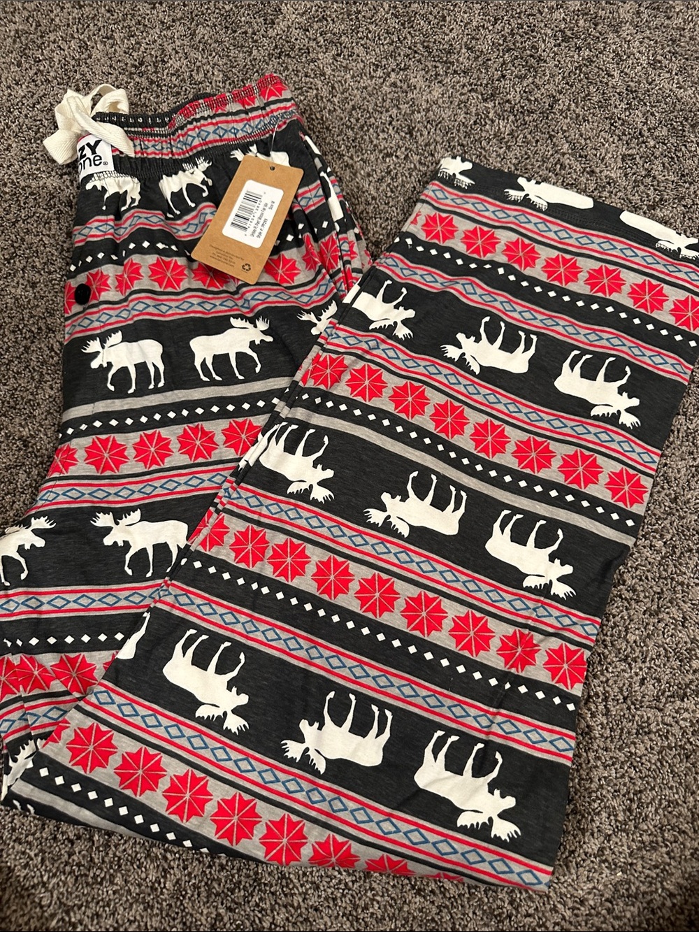 NWT Lazy One Fair Isle print Pajama Pants Unisex Size M.